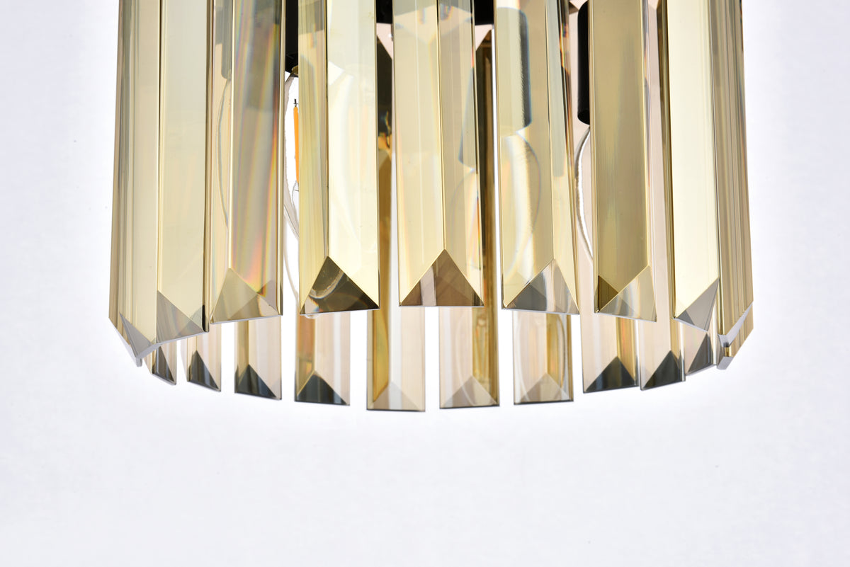 Sydney 3 light Matte Black Pendant Golden Teak (Smoky) Royal Cut Crystal