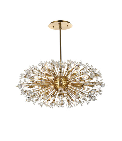 Vera 42 inch crystal starburst oval pendant in gold