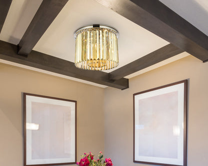 Sydney 6 light polished nickel Flush Mount Golden Teak (Smoky) Royal Cut Crystal