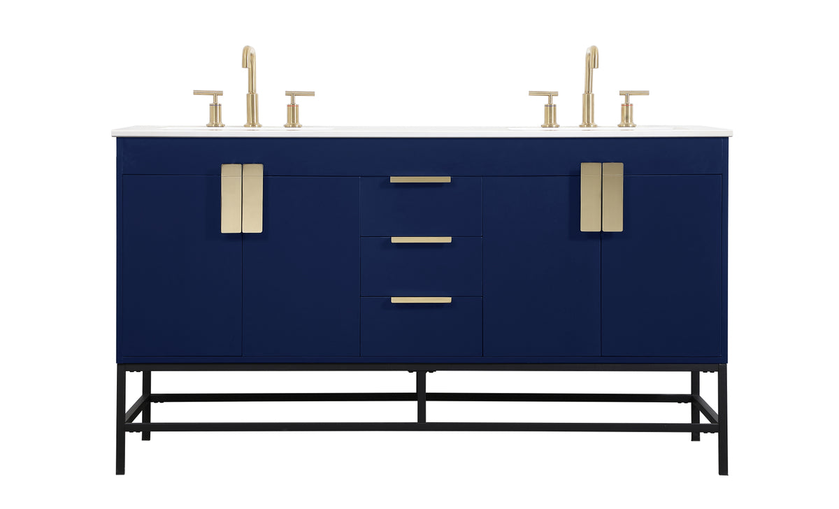 60 inch double bathroom vanity in blue