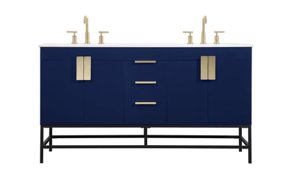 60 inch double bathroom vanity in blue