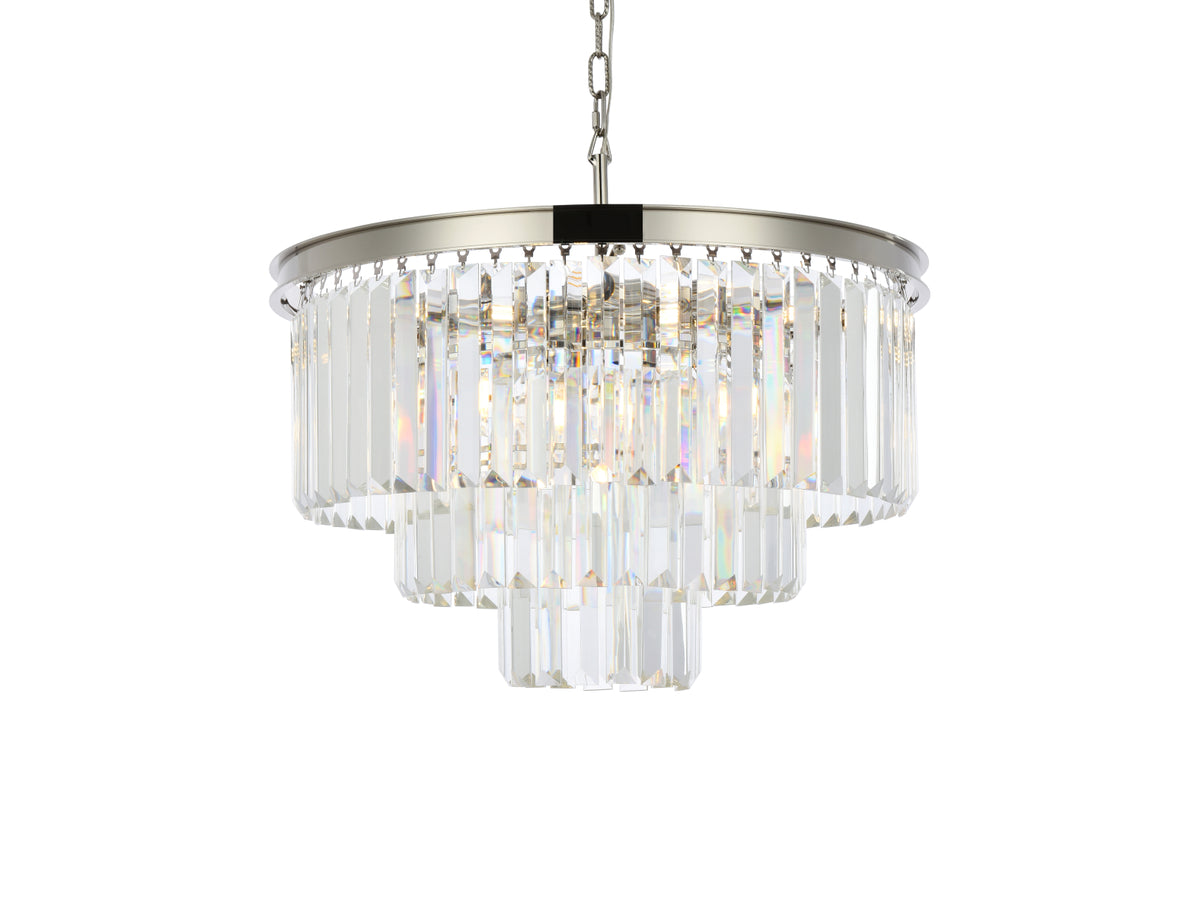 Sydney 9 light polished nickel Chandelier Clear Royal Cut Crystal