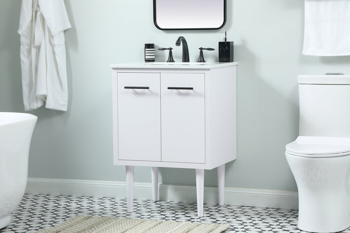 24 inch Single bathroom vanity in white