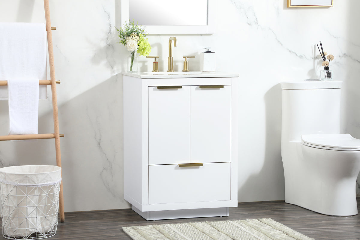 24 inch Single bathroom vanity in white