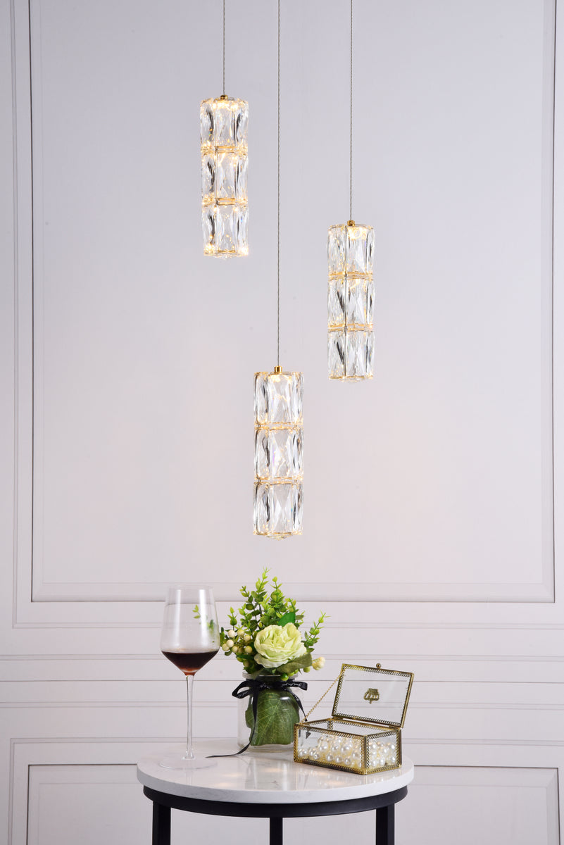 Polaris LED light Gold Pendant Clear Crystal