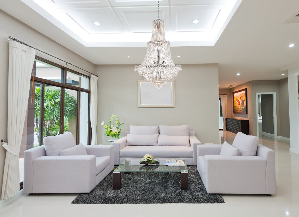 Century 17 light Chrome Chandelier Clear Royal Cut Crystal