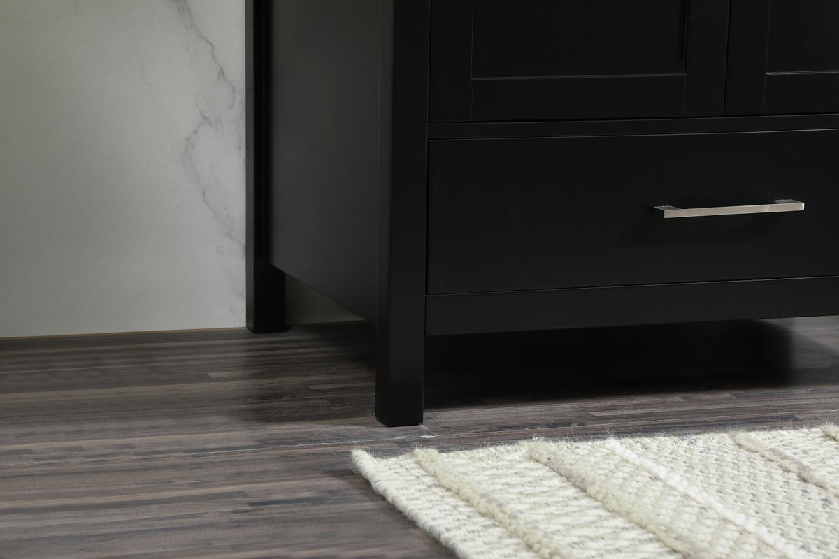 30 inch Single bathroom vanity in black with backsplash