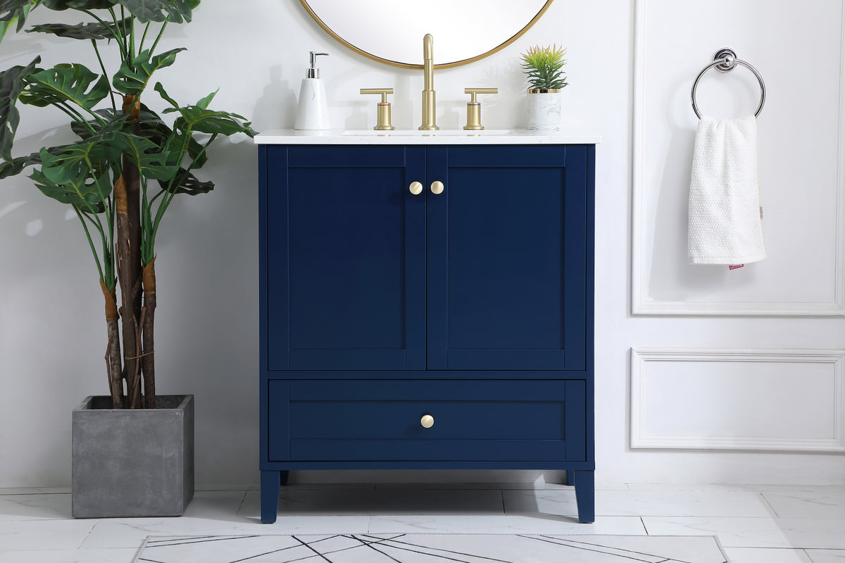 30 inch Single Bathroom Vanity in Blue
