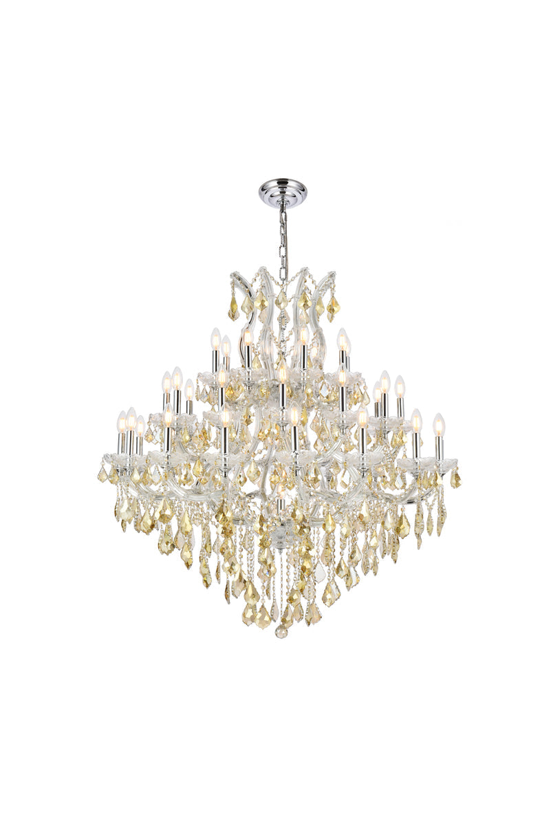 Maria Theresa 37 light Chrome Chandelier Golden Teak (Smoky) Royal Cut Crystal