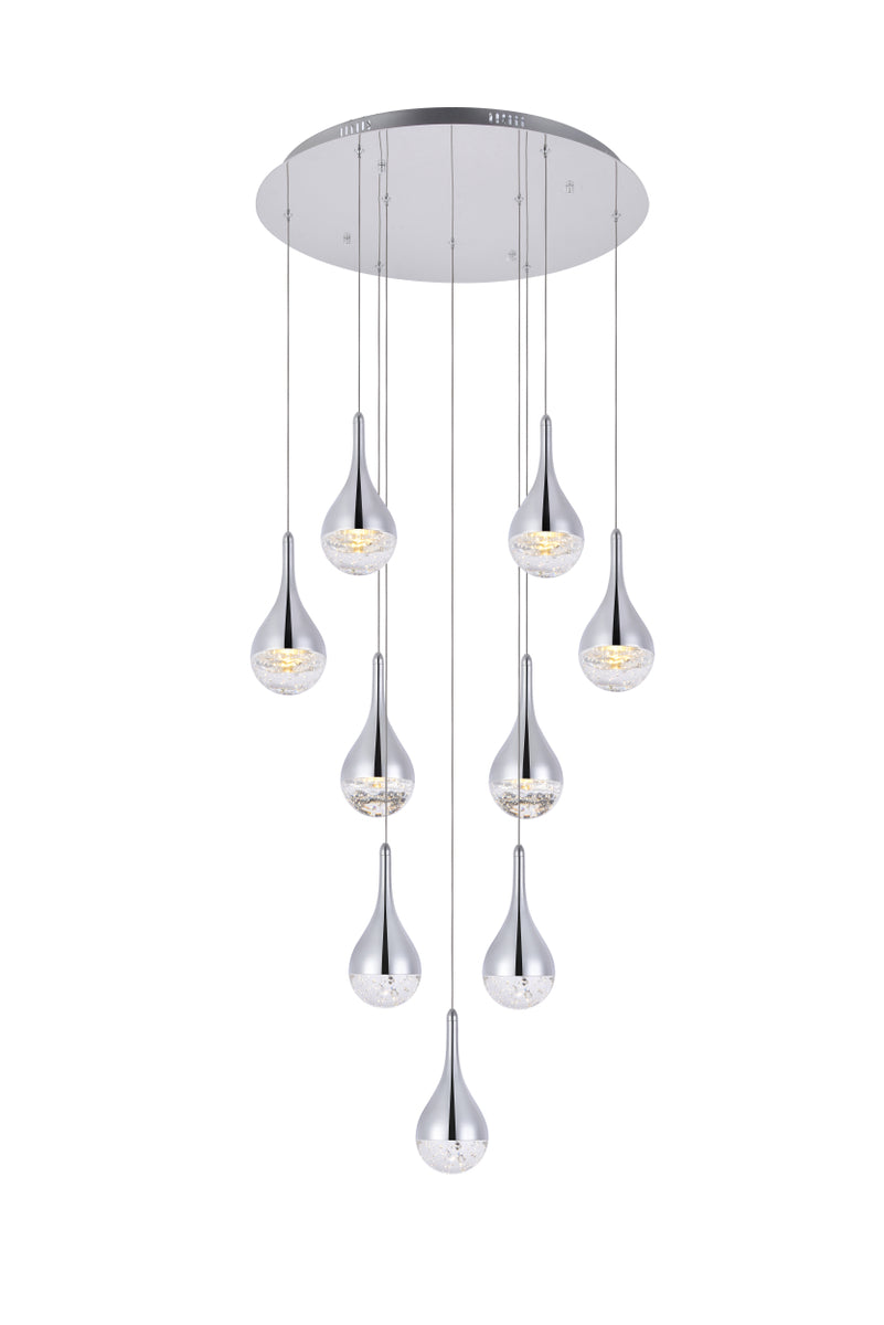 Amherst Collection LED 9-light chandelier 24in x 9in chrome finish