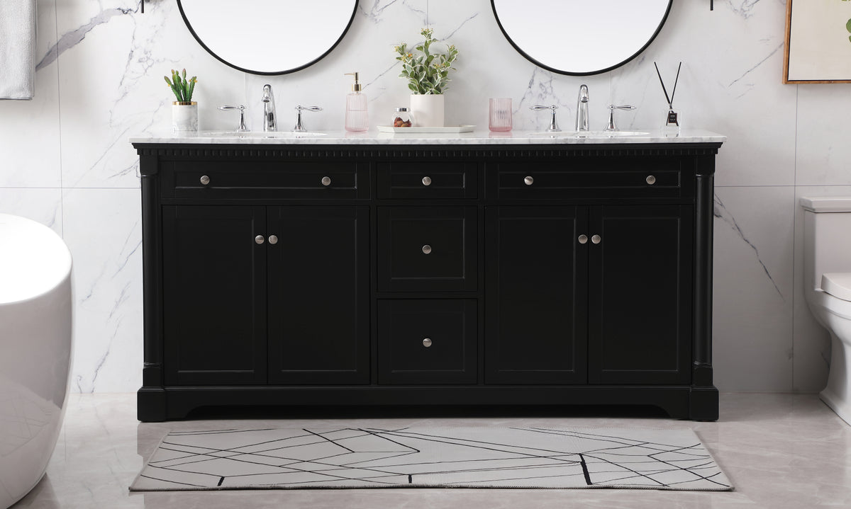 72 inch double bathroom vanity set in black