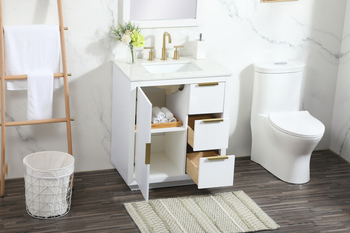 30 inch Single bathroom vanity in white