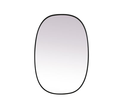 Metal Frame Oval Mirror 27x40 Inch in Black