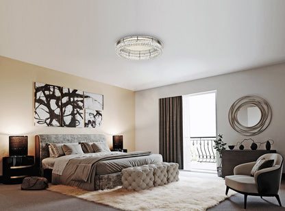 Monroe LED light Chrome Flush Mount Clear Royal Cut Crystal