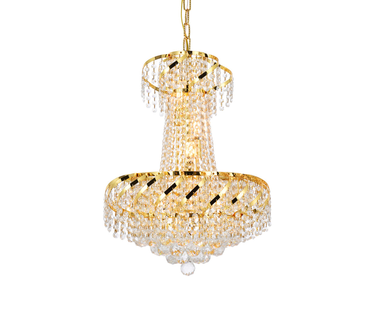 Belenus 6 light Gold Pendant Clear Royal Cut Crystal