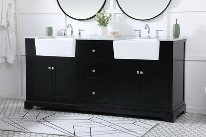 72 inch double bathroom vanity in black