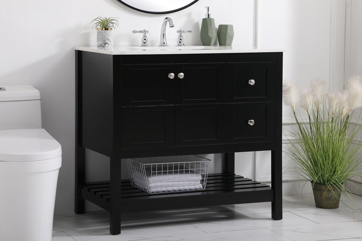 36 inch Single Bathroom Vanity in Black