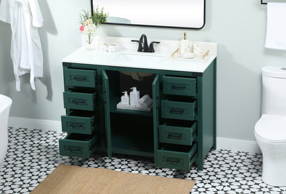 48 inch Single bathroom vanity in green with backsplash