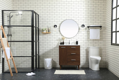 30 inch bathroom vanity in Walnut with backsplash