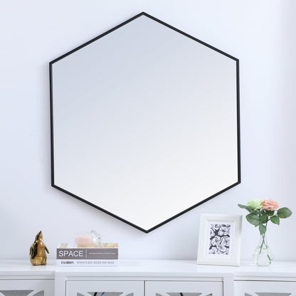Metal frame hexagon mirror 41 inch in Black