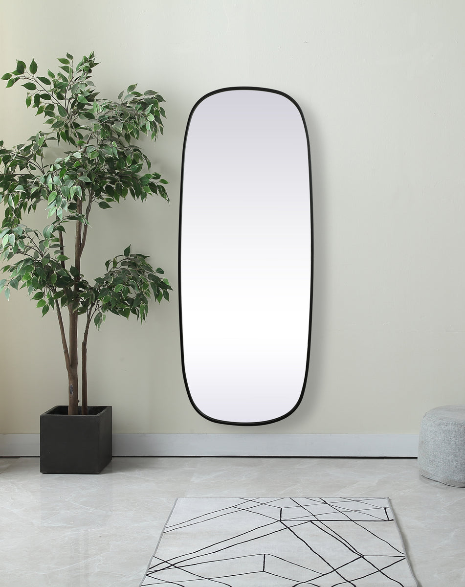 Metal Frame Oval Mirror 24x60 Inch in Black