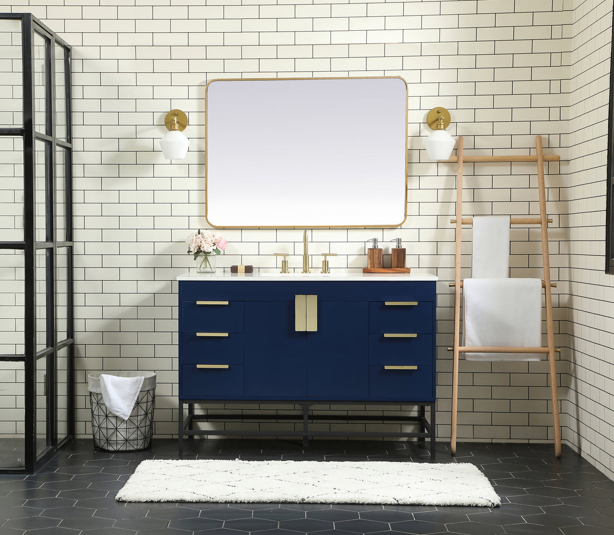 48 inch Single bathroom vanity in blue
