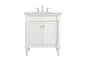 30 inch Single Bathroom vanity in Antique White with ivory white engineered marble