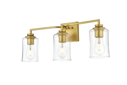 Ronnie 3 light Brass and Clear Bath Sconce