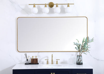 Soft corner metal rectangular mirror 30x60 inch in Brass