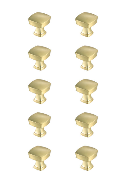 Irvin 1.3" Brushed Gold Square Knob Multipack (Set of 10)