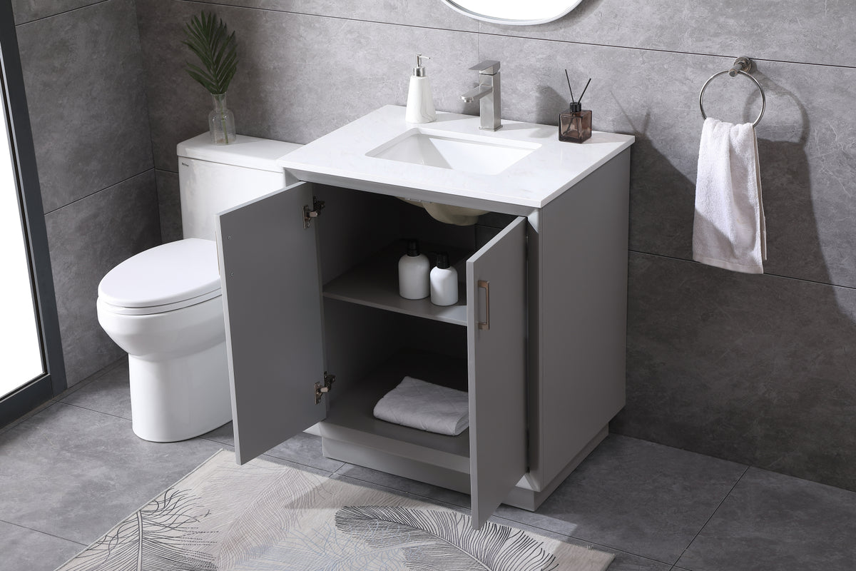 30 Inch SIngle Bathroom Vanity In Grey