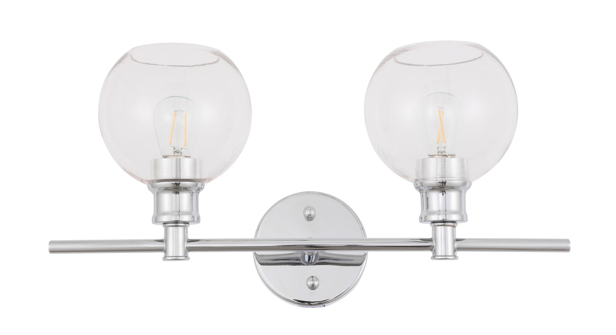 Collier 2 light Chrome and Clear glass Wall sconce
