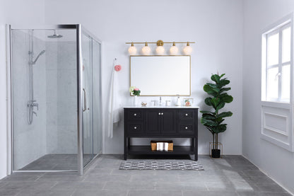 Gene 5 light Brass and Frosted white glass Wall sconce