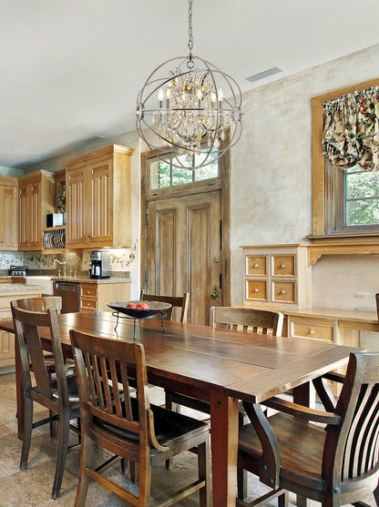 Geneva 6 light polished nickel Chandelier Golden Teak (Smoky) Royal Cut crystal