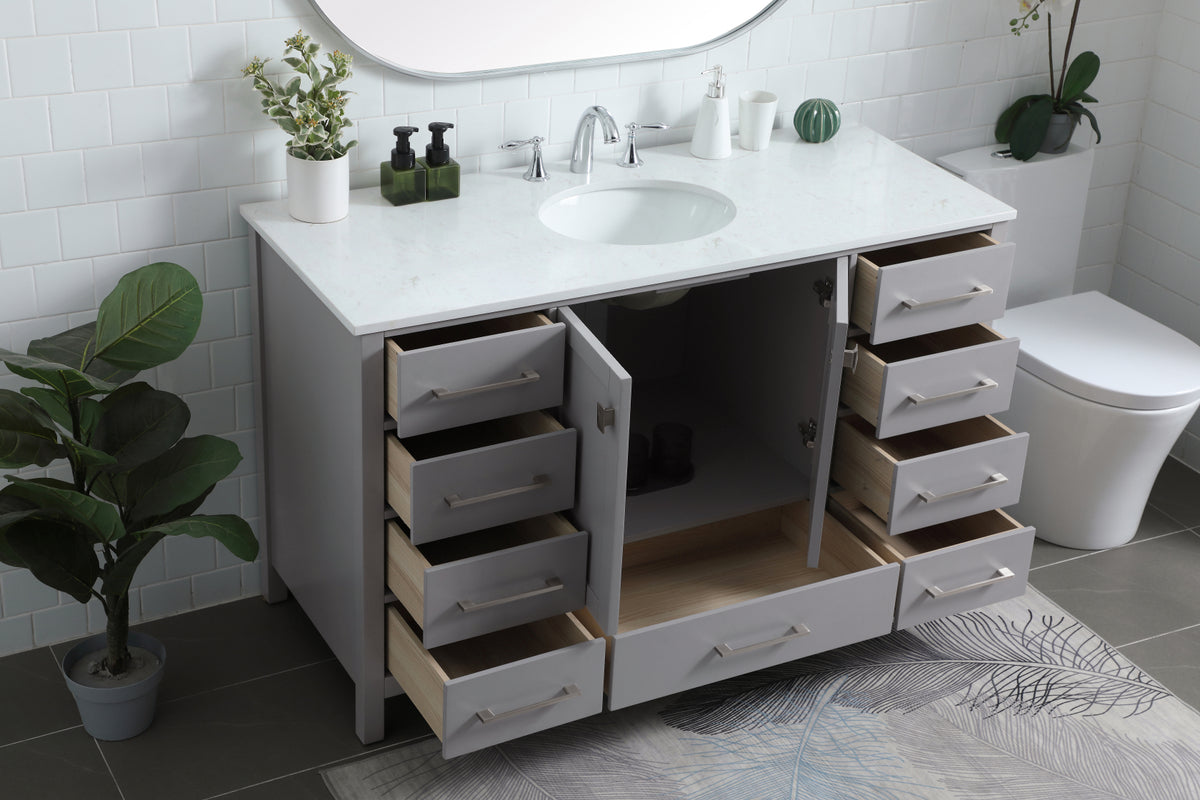 54 Inch SIngle Bathroom Vanity In Grey