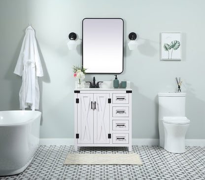 32 inch Single bathroom vanity in white with backsplash