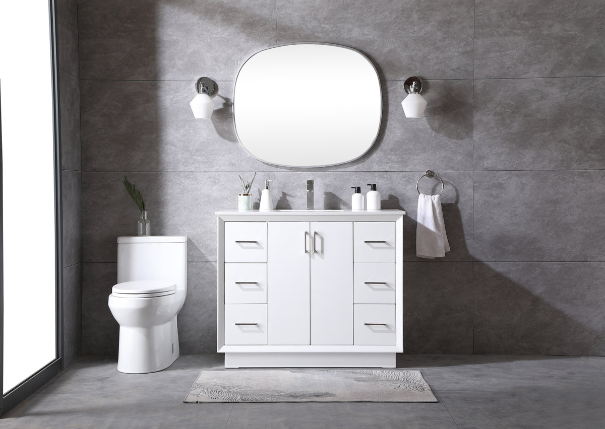 42 Inch SIngle Bathroom Vanity In White