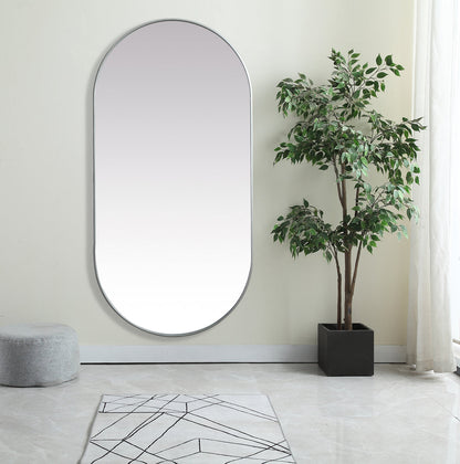 Metal Frame Oval Mirror 36x72 Inch in Silver