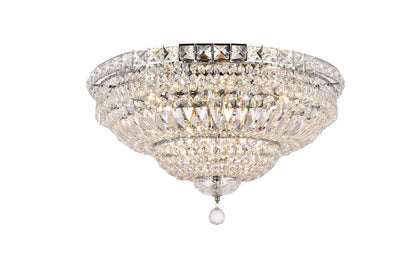 Tranquil 12 light Chrome Flush Mount Clear Royal Cut Crystal