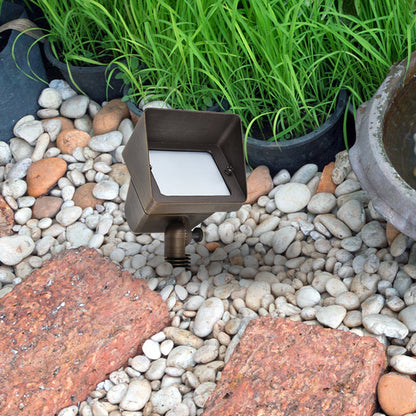 Cast Brass FLOOD LIGHT W2.75in D5.25in H8in ANTIQUE BRASS  MR11/ MR16 dual socket