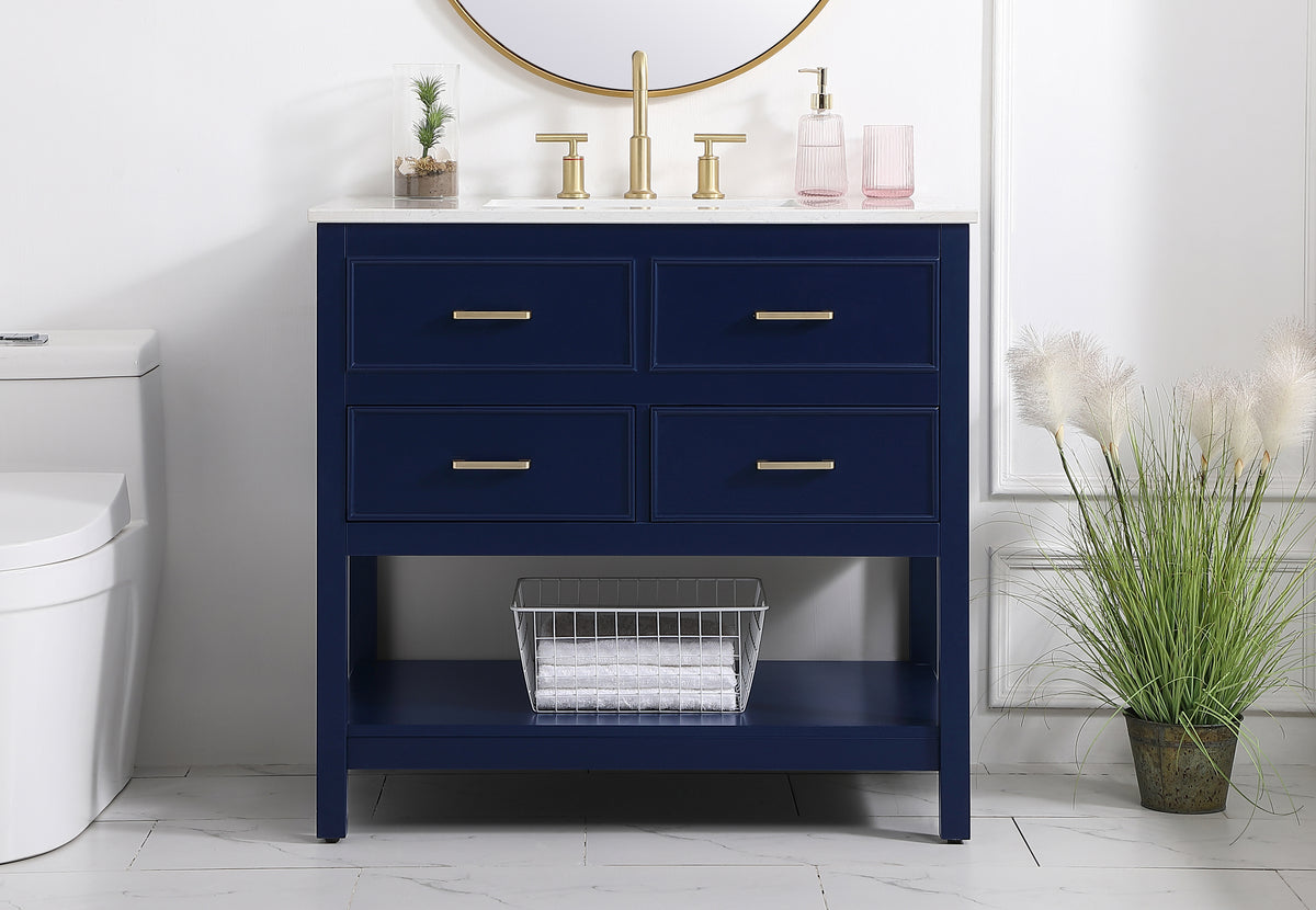 36 inch Single bathroom vanity in blue