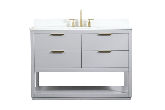 48 inch Single bathroom vanity in grey with backsplash