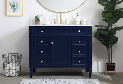 42 inch Single bathroom vanity in blue