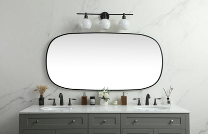 Metal Frame Oval Mirror 30x60 Inch in Black
