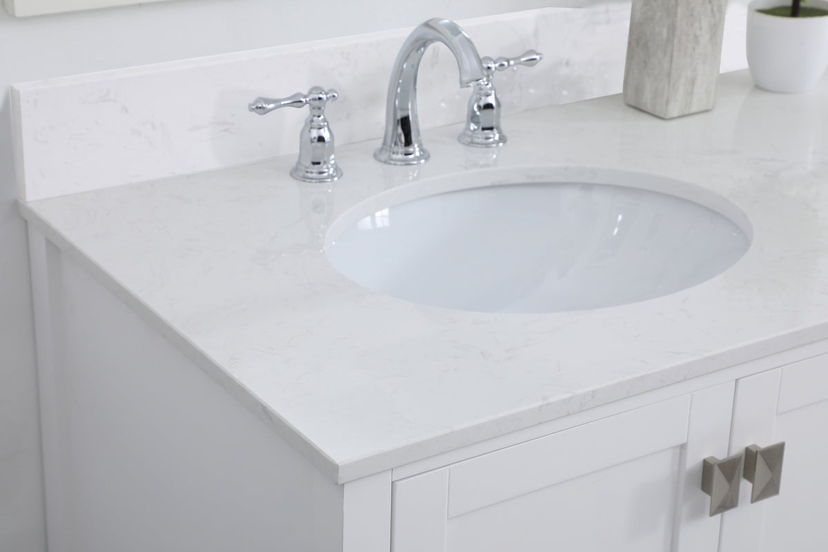42 inch Single Bathroom Vanity in White with Backsplash