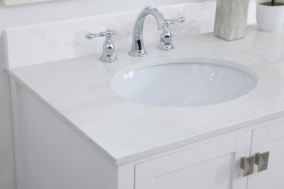 42 inch Single Bathroom Vanity in White with Backsplash