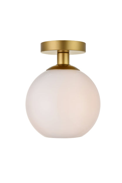 Baxter 1 Light Brass Flush Mount With Frosted White Glass