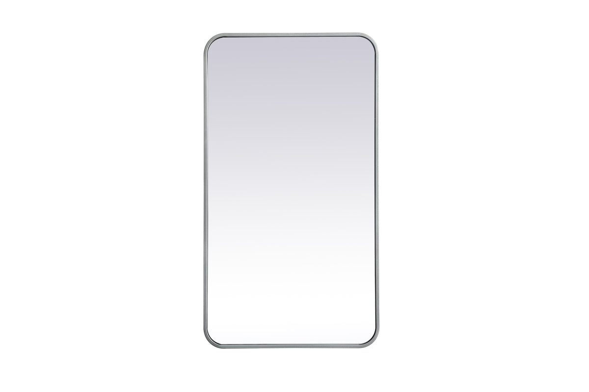 Soft corner metal rectangular mirror 20x36 inch in Silver