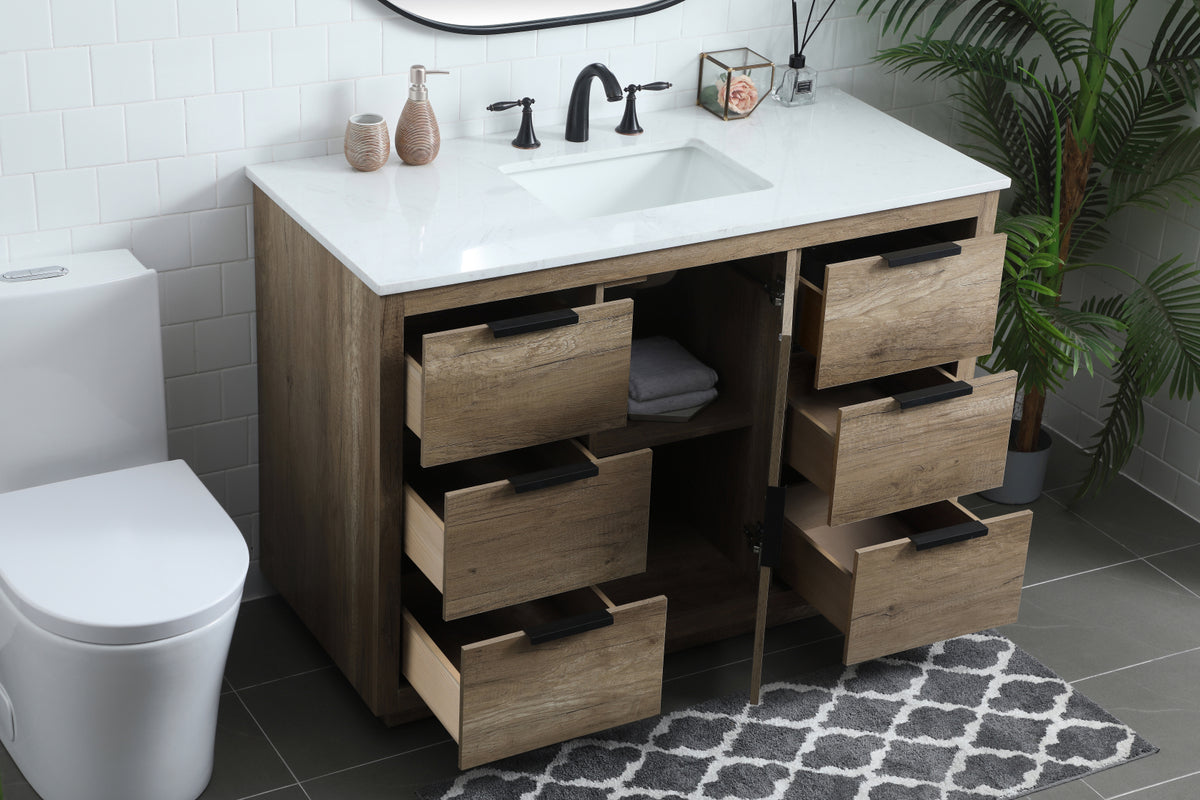 48 Inch SIngle Bathroom Vanity In Natural Oak