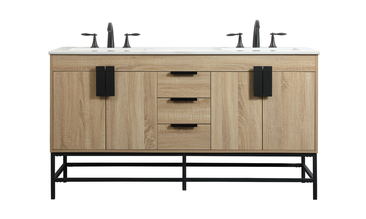60 inch double bathroom vanity in mango wood